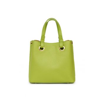 Geanta dama  Ilona - piele naturala - verde deschis - 24x25x12cm - manere + bretea detasabila