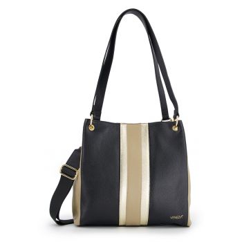 Geanta dama  shopper piele naturala multicolor 31x33x9cm cu 3 compartimente interioare - curea detasabila 150cm