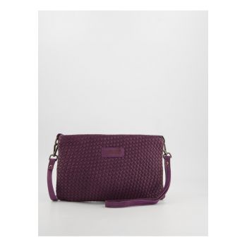 Geanta de umar  din piele naturala - violet - 30x18x2cm - cu curea detasabila - 2 buzunare interioare - 1 buzunar exterior