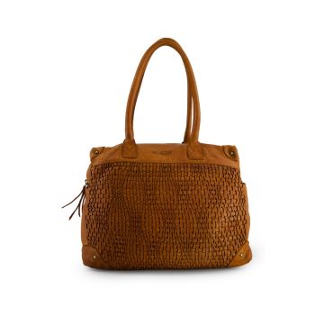 Geanta de umar -  piele naturala - maro - 29x36x14cm - 3 compartimente interioare - 3 compartimente exterioare