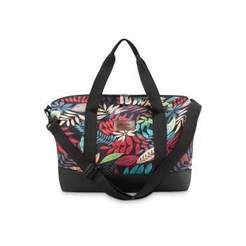 Geanta de voiaj - pentru avion - negru cu flori - femei - 40x30x16 cm - ZG822