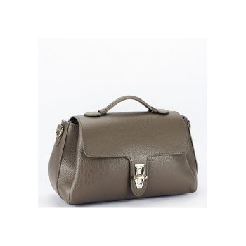 Geanta medie taupe din piele naturala 8910 131 Maro