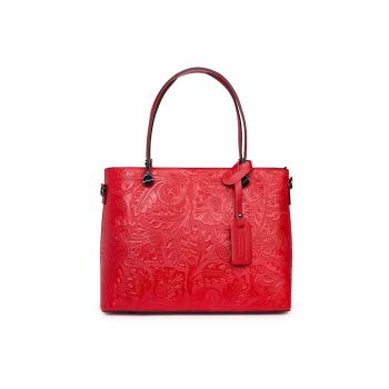 Geanta piele cu model floral Monica