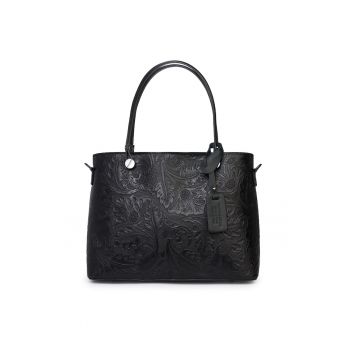 Geanta piele cu model floral Monica