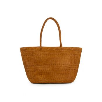 Geanta shopper din piele naturala -  maro - 49x27x13cm - 3 buzunare interioare