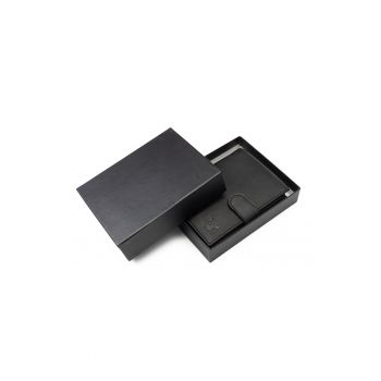 Portofel barbati din piele naturala negru Veres cu capsa - protectie RFID