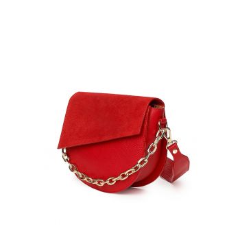 Poseta dama din piele naturala Donna fucsia