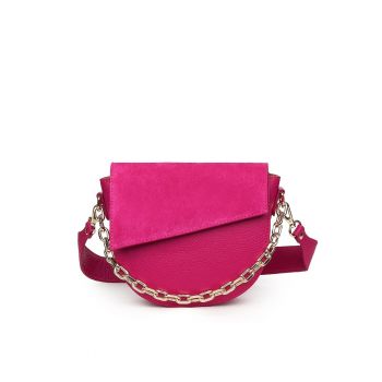 Poseta dama din piele naturala Donna fucsia