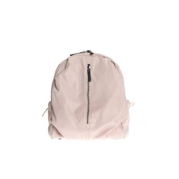 Rucsac bej din material textil cu buzunar frontal