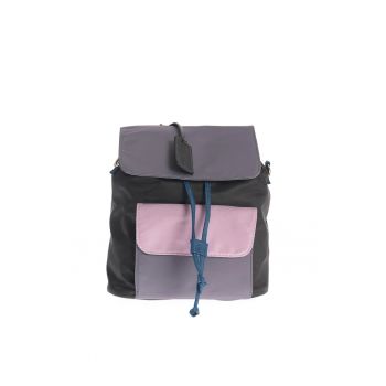 Rucsac de dama cu design modern si buzunar roz