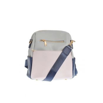 Rucsac din piele ecologica cu buzunar roz -  Paris