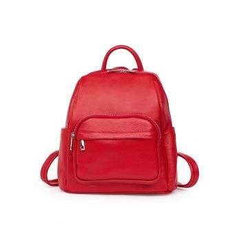 Rucsac din piele naturala  Vicenzo - rosu - 28x25x12cm