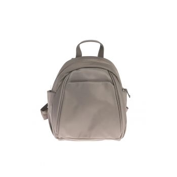 Rucsac gri din material textil cu fermoar argintiu