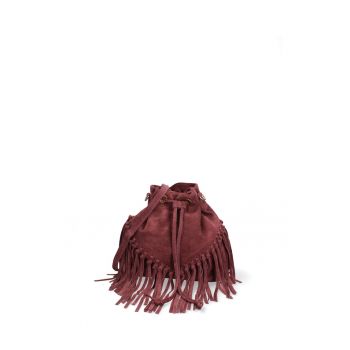 Geanta bucket din piele intoarsa Umbria Plus