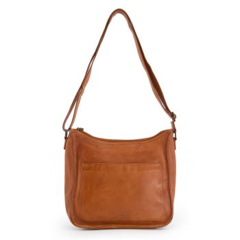 Geanta crossbody dama  piele naturala - maro - 26x27x8cm - 2 buzunare interioare - 2 buzunare exterioare