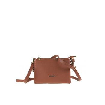 Geanta crossbody de piele cu bareta ajustabila si detasabila Brunilde