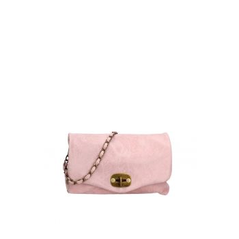 Geanta crossbody de piele cu inchidere metalica Floralla