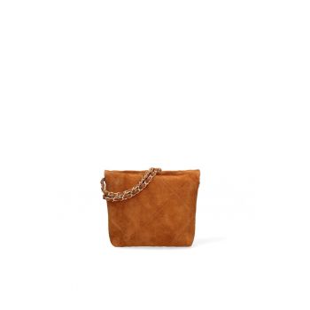 Geanta crossbody din piele intoarsa cu barete din lant Edera Plux