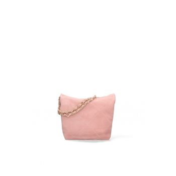 Geanta crossbody din piele intoarsa cu barete din lant Edera Plux