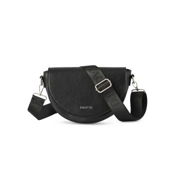 Geanta dama crossbody din piele ecologica - Neagra - 26x22x8 cm