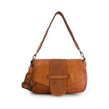 Geanta dama  din piele naturala - maro - model crossbody - dimensiuni 18x30x8 -5cm - curea detasabila max 160cm.