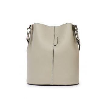 Geanta dama  Mimosa - piele naturala - bucket bag - gri - 28x24x17cm