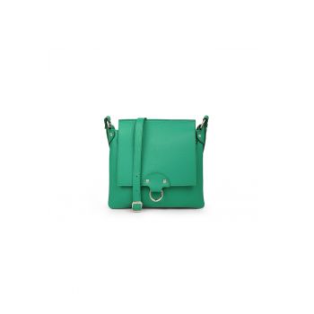 Geanta dama piele -  Cami - verde smarald - 26 x 3 x 23 cm