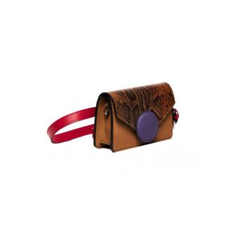 Geanta dama piele -  Cora - coniac mov - 22x10x15 cm