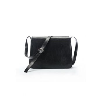 Geanta dama piele -  Cristal mare - negru - 30x9x25 cm