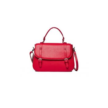 Geanta dama piele -  Elena - fuxia - 30x10x22 cm