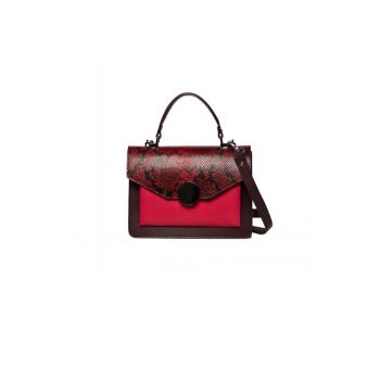 Geanta dama piele -  Ema - rosu - 27x11x20 cm