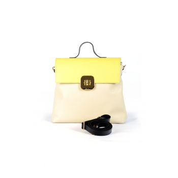 Geanta dama piele -  Laura 13 GF - galben - 33x11x30 cm