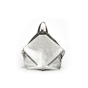 Geanta dama piele -  Mabella mare - argintiu - 36x20x33 cm