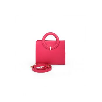 Geanta dama piele -  Olivia - fuxia - 22 x 10 x 17 cm