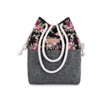 Geanta dama umar - Multicolor cu imprimeu floral - 35x26x14 cm