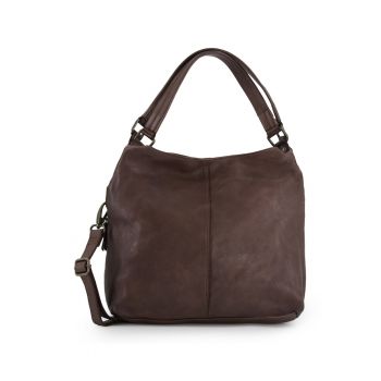 Geanta de umar  din piele naturala - maro - 31x41x12cm - cu 3 buzunare interioare - curea detasabila 145cm