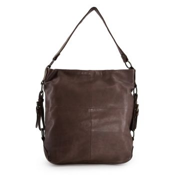 Geanta de umar  din piele naturala - maro - 36x38x11cm - cu 3 buzunare interioare - manere de 56cm