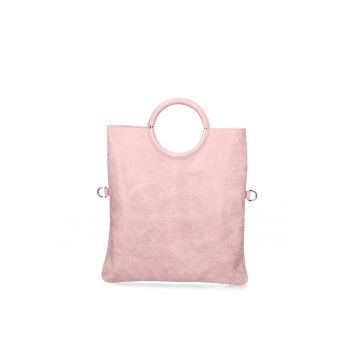 Geanta din piele intoarsa catifelata cu maner si bareta de umar