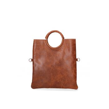 Geanta din piele intoarsa catifelata cu maner si bareta de umar