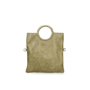 Geanta din piele intoarsa catifelata cu maner si bareta de umar