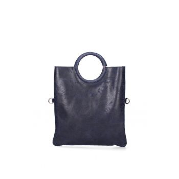 Geanta din piele intoarsa catifelata cu maner si bareta de umar