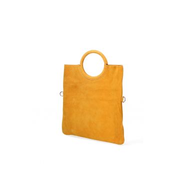 Geanta din piele intoarsa cu maner si etui interior detasabil Zelia