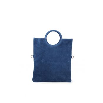 Geanta din piele intoarsa cu maner si etui interior detasabil Zelia