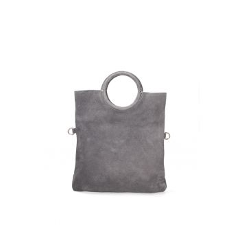 Geanta din piele intoarsa cu maner si etui interior detasabil Zelia