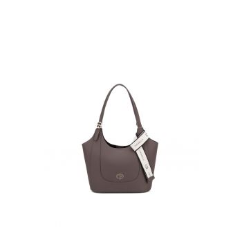 Geanta shopper din piele ecologica cu accesoriu logo