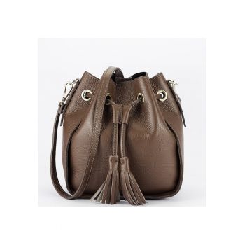 Geanta taupe inchis din piele naturala 1110 125 18119