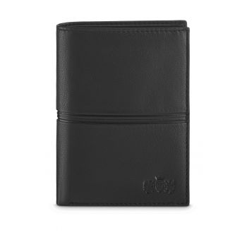 Portofel barbatesc  Fabriano - piele naturala - negru - 12.7x9.3x3 cm - protectie RFID