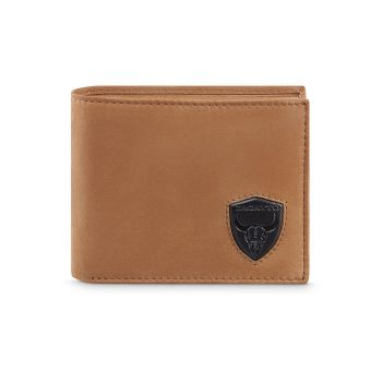 Portofel barbati -  Piele naturala - Cognac - 9.5x12.5x2 cm