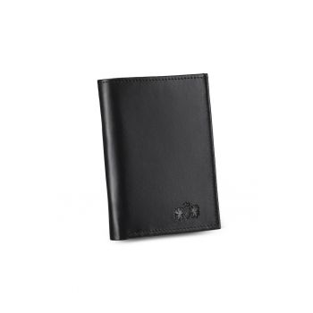 Portofel barbati - ® - ZG-N051-W - Sienna - Piele naturala - 12 x 8.6 x 1.5 cm - Negru