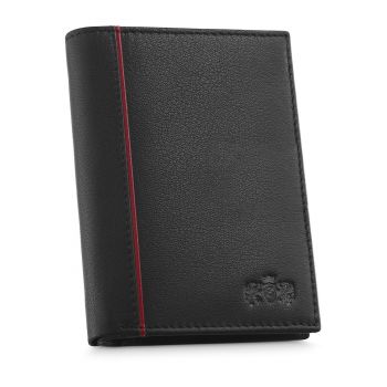 Portofel barbati - ® - ZG-N4-F16 - Fabriano - Piele naturala - 9.3x12.7x3 cm - Negru